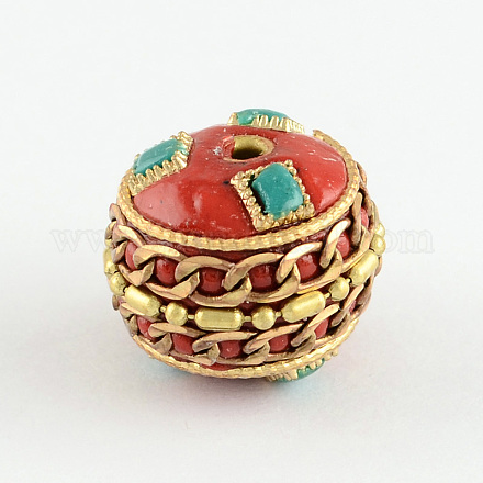 Oval Handmade Indonesia Beads X-IPDL-S009-03-1