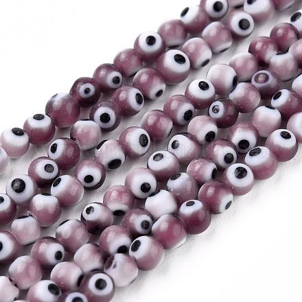 Chapelets de perle rondes au mauvais œil manuelles LAMP-L055-4mm-04-1