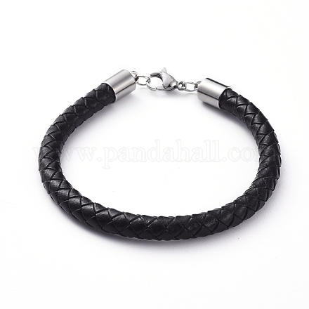Bracelets unisexes de cordon en cuir tressé BJEW-JB04942-01-1
