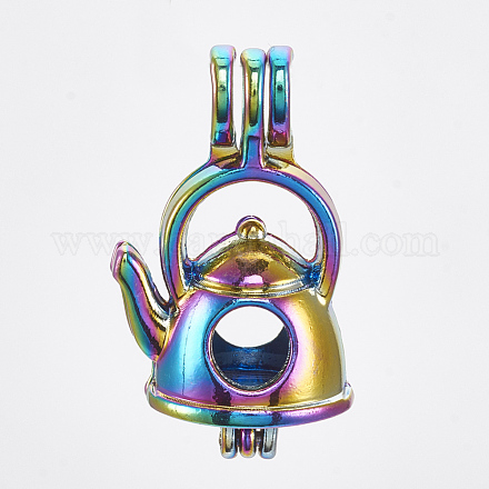 Plated Alloy Bead Cage Pendants PALLOY-S119-025-1