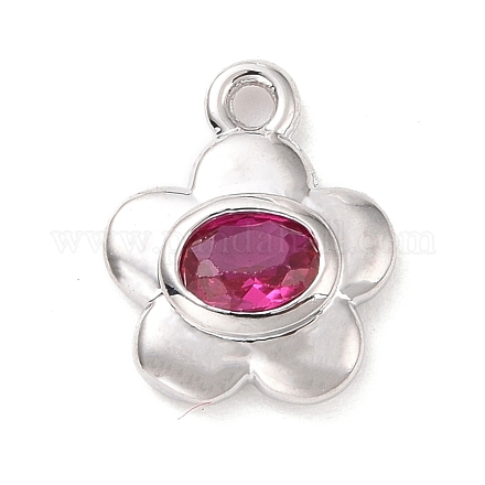 Экологически чистые латунные подвески с фиалково-красным цирконием среднего размера с микропаве KK-D079-04P-1