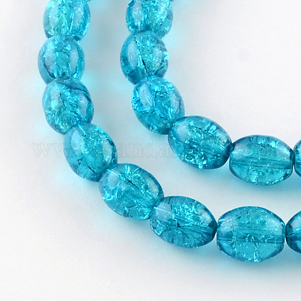 Transparent Crackle Glass Beads Strands X-DGLA-S085-6x8-06-1