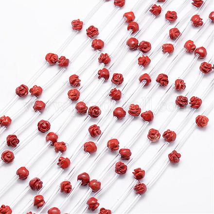 Perline di diaspro rosso naturale G-O156-C-07-1