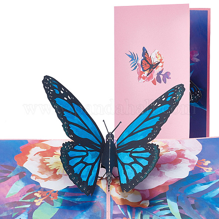 Rechteck 3d Schmetterling Pop-up-Papier-Grußkarte AJEW-WH0289-22-1