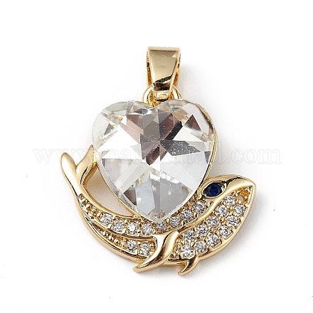 Настоящие 18-каратные позолоченные подвески из латуни с микропаве из кубического циркония KK-C015-28G-16-1