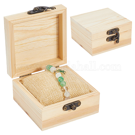 2 шт. деревянные коробки для хранения ювелирных изделий с 2 шт. тканевыми подушечками для браслетов и часов CON-BBC0001-16A-1