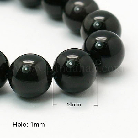 Natürlichen Obsidian Perlen Stränge G-G099-16mm-24-1