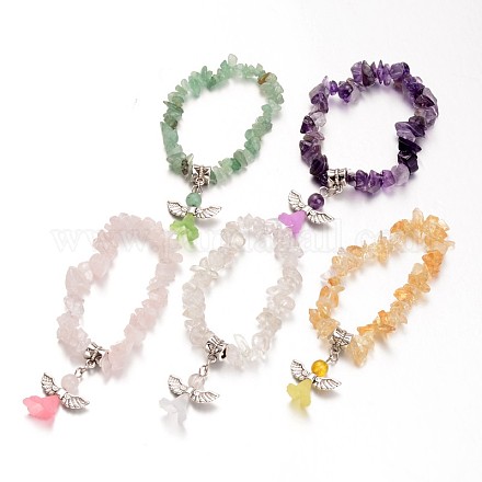 Natural Mixed Stone Kids Bracelets for Children's Day X-BJEW-JB02062-1