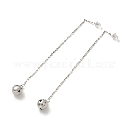 304 catena lunga in acciaio inossidabile con orecchini pendenti a campana piccola da donna EJEW-A068-01P-1