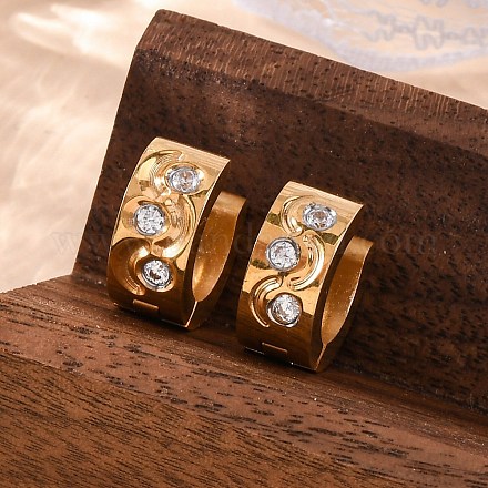 Серьги-кольца из нержавеющей стали 304 с эффектом полировки из кубического циркония EJEW-M001-26G-B-1