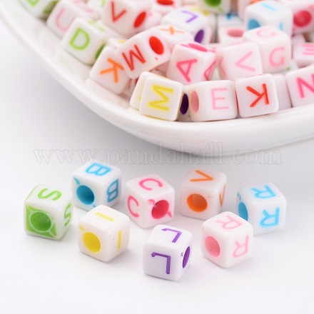 Mixed Color Acrylic Letter Cube Floating Charms Beads for Chunky Necklace Jewelry X-SACR-531-M-1