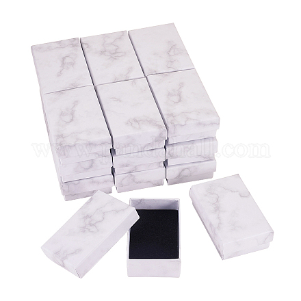 Benecreat 20 confezione di scatole regalo con ciondoli di gioielli in cartone rettangolo effetto marmo bianco con inserto in spugna CBOX-BC0001-22-1