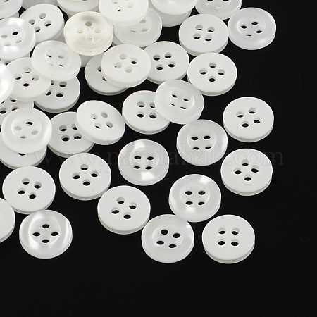 NBEADS 1000 Pcs 4-Hole 11mm White Plastic Shirt Sewing Buttons,Flat Round,11x2mm,Hole 1.5mm 