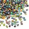 Picasso Glass Seed Beads, 2-Hole, Oval, Mixed Color, 4x5.5~6x2.5~3mm, Hole: 1~1.4mm, about 150pcs/bag