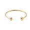 Ion Plating(IP) 304 Stainless Steel European Style Bangles Making, Cuff Bangles, End with Removable Round Beads, Golden, Inner Diameter: 2-3/8~2-1/2 inch(6~6.5cm)