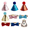 Polyester Dog Bow Ties and Birthday Hat, with Adjustable Collar, Mixed Color, Inner Diameter: 86~145mm