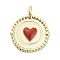 Brass Enamel Pendants, Heart, Long-Lasting Plated, Rack Plating, Lead Free & Cadmium Free, Ion Plating(IP), with Jump Ring, Real 18K Gold Plated, 18.5x15.5x4.5mm, Hole: 1.8mm