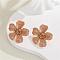Flower Alloy Enamel Stud Earrings, Golden, Sandy Brown, 24x24.5mm