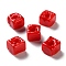 Handmade Lampwork Beads, square, Red, 9.5~11.5x10~12x8~8.5mm, Hole: 3.5~4mm
