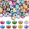 120Pcs 10 Colors Opaque Resin European Beads, Imitation Crystal, Two-Tone Large Hole Beads, with Silver Tone Brass Double Cores, Rondelle, Mixed Color, 14x9.5mm, Hole: 5mm, 12pcs/color