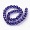 Handmade Gold Sand Lampwork Beads Strands, Luminous, Round, Midnight Blue, 10mm, Hole: 1.2mm, about 40pcs/strand, 14.3 inch(38cm)