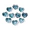 Transparent Glass Beads, Heart, Faceted, with Glitter Powder, Steel Blue, 13x14.5x8mm, Hole: 1.4mm & 1.5mm, about 606pcs/1000g