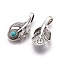 Tibetan Style Alloy Pendants, with Synthetic Turquoise, Dyed, Leaf, Antique Silver, 36x18x7mm, Hole: 4x9mm