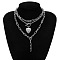Alloy Heart Pendant 3 Layer Necklaces for Women, Platinum, 14.17 inch(36cm)