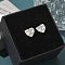 Rack Plating Brass Micro Pave Clear Cubic Zirconia Stud Earrings, Heart, Letter Z, 8.5x9.5mm