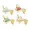 Brass Enamel Pendants, Fish Charms, Golden, Mixed Color, 24x17x4mm, Hole: 6x3.5mm