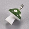 Plastic Pendants, with Iron Finding, Mushroom, Dark Olive Green, 17.5x11.5mm, Hole: 2mm