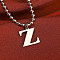 Alloy Ball Chain Pendant Anklets, Letter Charm Anklets, Platinum, Letter Z, 7-7/8 inch(200mm)