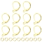 Brass Leverback Earring Findings, with Jump Rings, Real 24K Gold Plated, 15.6x10x2mm, Hole: 1.4mm, Pin: 0.8mm