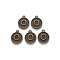 Alloy Pendant Cabochon Settings, For Enamel, Cadmium Free & Lead Free, Flat Round with Letter, Antique Bronze, Letter.O, 14x12x2mm, Hole: 1.5mm
