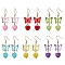 6Pairs Butterfly with Heart Acrylic Dangle Earrings, with 304 Stainless Steel Earrings Hooks, Golden, Mixed Color, 45.5x15.5mm