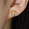 Simple and Elegant S925 Sterling Silver Insects Stud Earrings, with Clear Cubic Zirconia, Golden, 7mm, Pin: 10mm