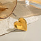 Stainless Steel Heart Cuff Rings, Real 18K Gold Plated, 32.5mm, Inner Diameter: 18mm