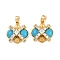 Brass Peg Bails, with Cubic Zirconia and Synthetic Turquoise, Real 18K Gold Plated, 15x15x7mm, Hole: 4.5x3mm, Pin: 0.7mm