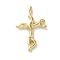 Brass Pendants, Cross Charms, Rack Plating, Long-Lasting Plated, Lead Free & Cadmium Free, Real 18K Gold Plated, 29.5x19x3.5mm, Hole: 3.5x2mm