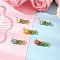 5Pcs 5 Colors Flower Glass Brooches, Brass Lapel Pins for Backpack Clothes, Mixed Color, 11x27.5mm, 1pc/color