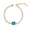 Elegant European Stainless Steel Pave Blue Cubic Zirconia Link Bracelets for Women