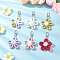 Polyester Flower Pendant Decorations, with Swivel Clasps, Mixed Color, 95mm