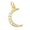 Brass Micro Pave Clear Cubic Zirconia Pendants, Moon Charms, Lead Free & Cadmium Free, Rack Plating, Long-Lasting Plated, with Jump Ring, Real 18K Gold Plated, 15x9x2.5mm, Hole: 3mm