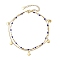 304 Stainless Steel Double Layer Chain Anklets, Enamel Style, with Golden Plated Heart Charms, Blue, 9-1/8 inch(23cm)