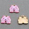 Alloy Pendants, Cat, Pearl Pink, 15.3x18x2.6mm, Hole: 1.6mm