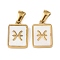 Constellations Natural White Shell Pendants, Ion Plating(IP) 304 Stainless Steel Rectangle Charms, Real 18K Gold Plated, Pisces, 16x10.5x1.5mm, Hole: 5x3mm