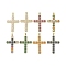 Real 18K Gold Plated Brass Micro Pave Cubic Zirconia Pendants, with Glass, Cross, Mixed Color, 44.5x39.5x3.5mm, Hole: 3.3x3.8mm