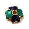 4-Petal Alloy Enamel Bead Caps, Cadmium Free & Lead Free, Golden, Flower, Midnight Blue, 7.5x7.5x2mm, Hole: 1.4mm