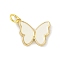 Brass Enamel Pendants, with Jump Ring, Cadmium Free & Nickel Free & Lead Free, Real 18K Gold Plated, Butterfly Charms, White, 16x12.5x2.5mm, Hole: 3mm
