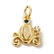 Brass Micro Pave Colorful Cubic Zirconia Glass Pendants, Real 18K Gold Plated, Pumpkin, 13x11x3.5mm, Hole: 3.2mm